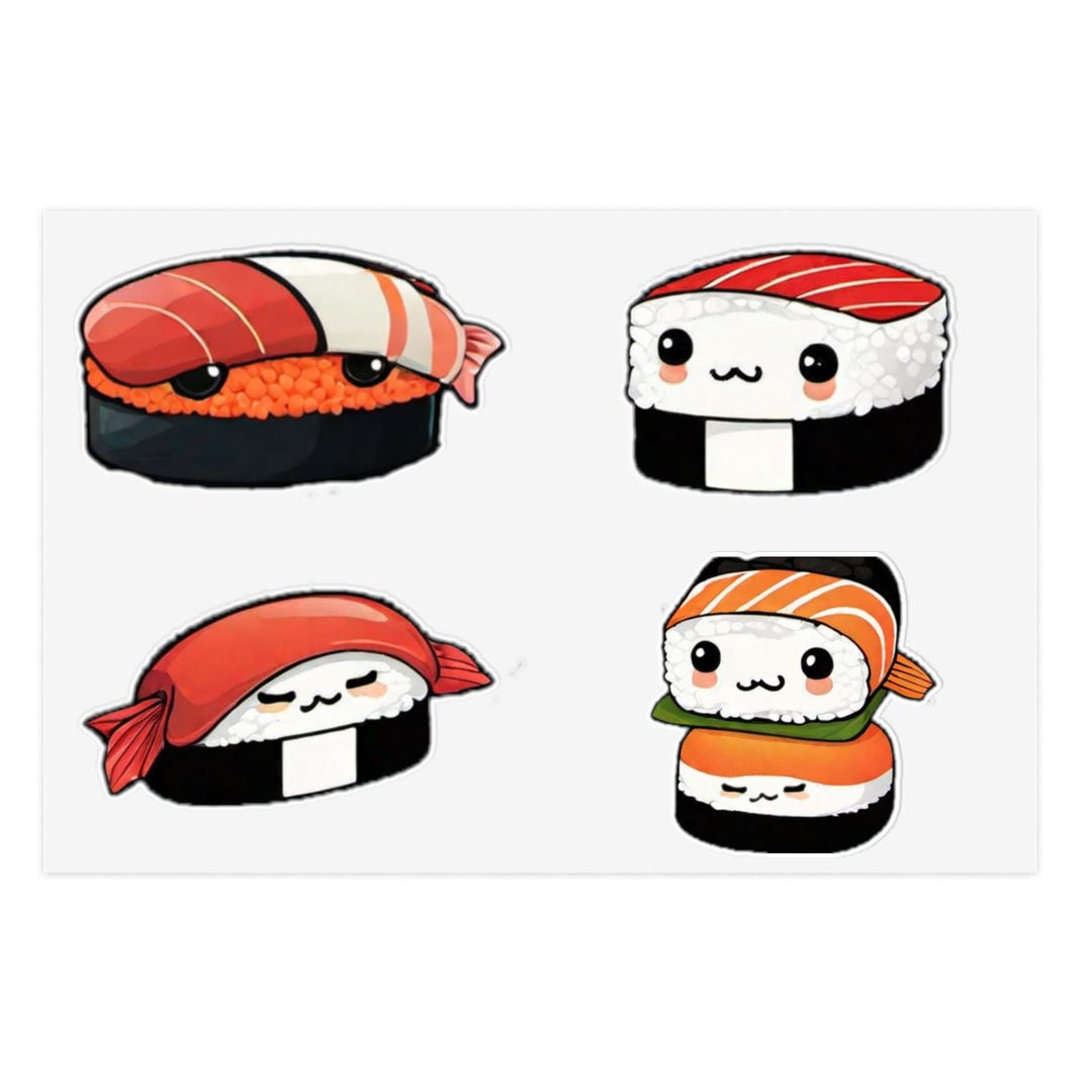 Cute Sushi Sticker Sheet | Kawaii Vinyl Stickers - Etsy