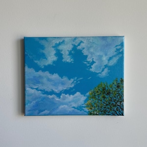 Sunny Sky Acrylic Painting: Original Landscape Art (10&quot;x8&quot;)