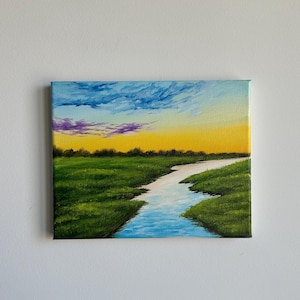 Original River Landscape Painting: 10&quot;x8&quot; Acrylic Art