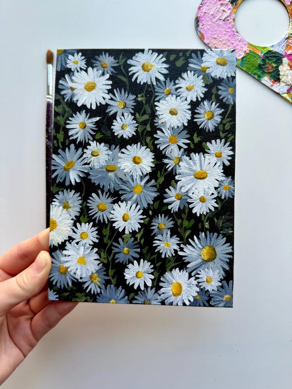 Field of Daisies - 5x7” Original Hand-painted Floral Artwork on