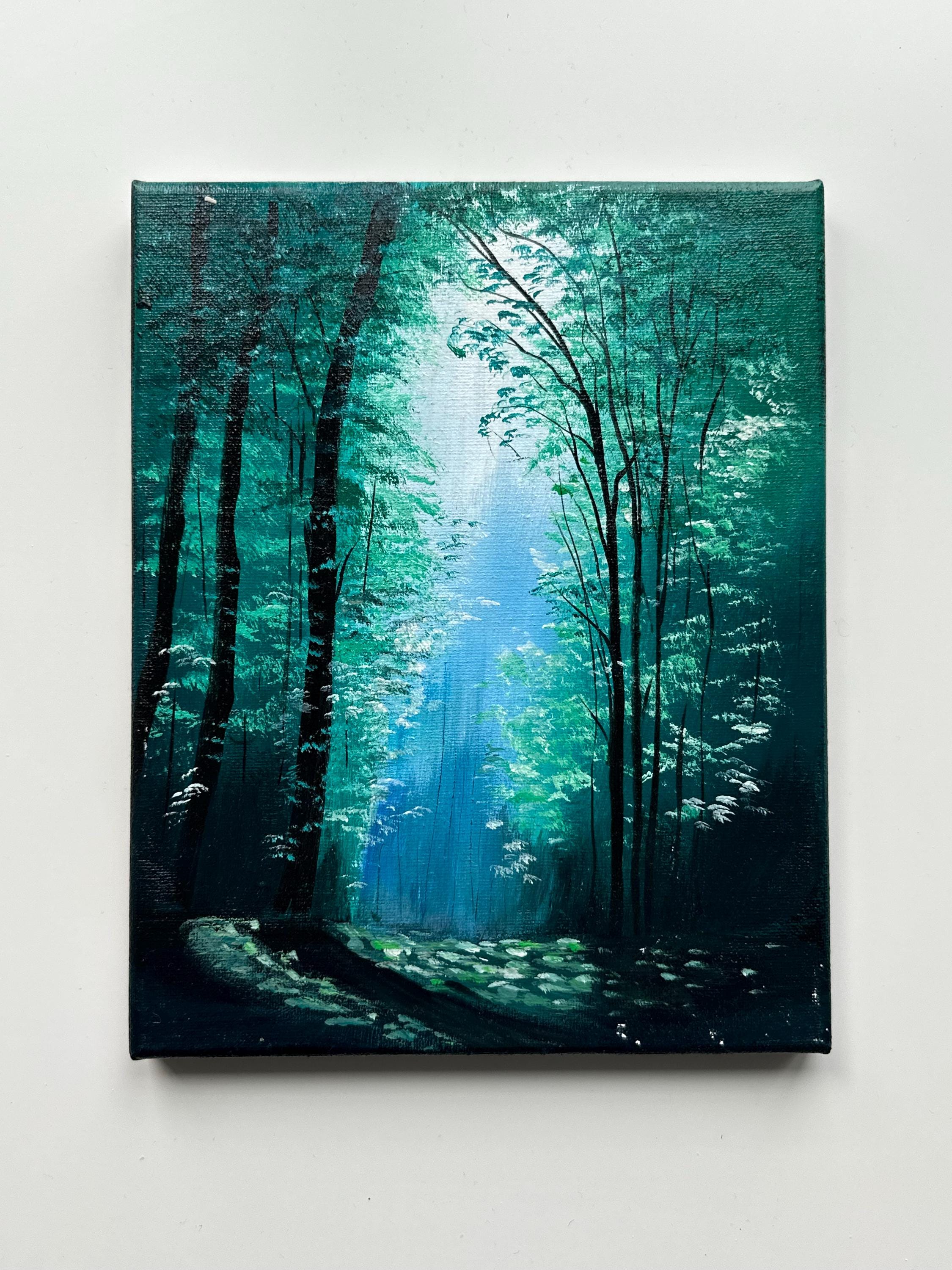 魅惑の緑の森 – 8x10 オリジナルアクリル風景画 - Etsy 日本