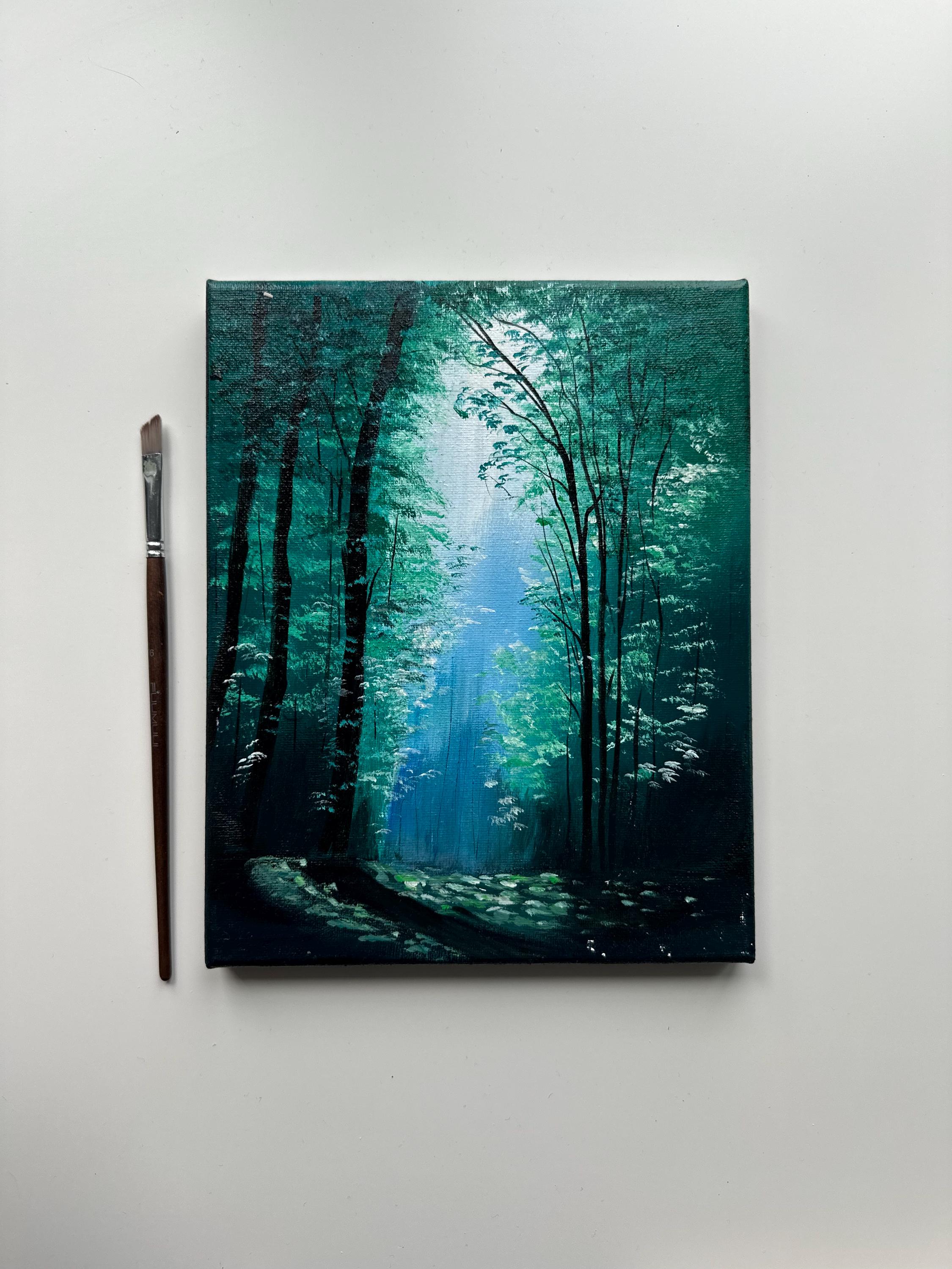 魅惑の緑の森 – 8x10 オリジナルアクリル風景画 - Etsy 日本