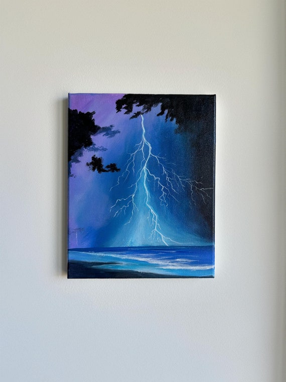 Original Gewitter Meerlandschaft Acrylgemlde: 8x10 Leinwand Kunst - Etsy.de