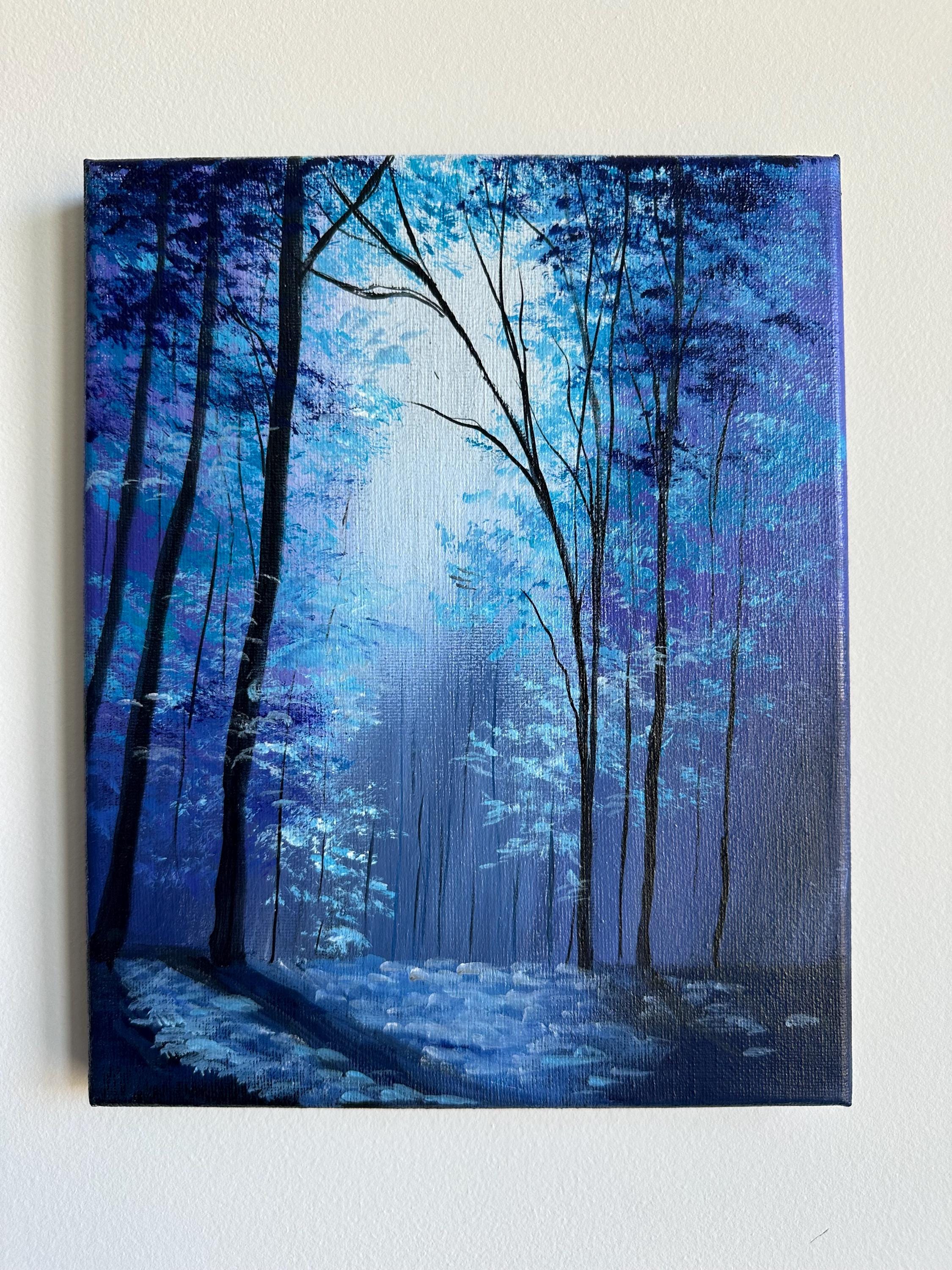 Enchanted Blue Forest Painting: 8x10 Original Acrylic Landscape Art - Etsy, image size:2250x3000