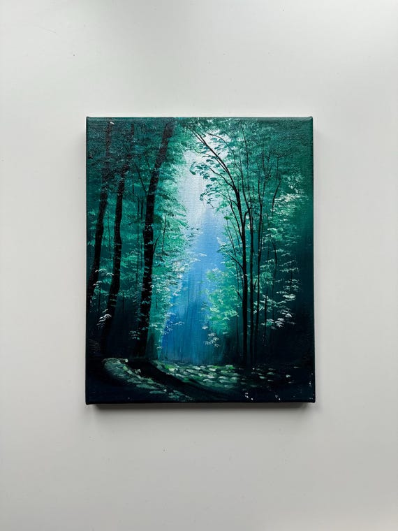 魅惑の緑の森 – 8x10 オリジナルアクリル風景画 - Etsy 日本