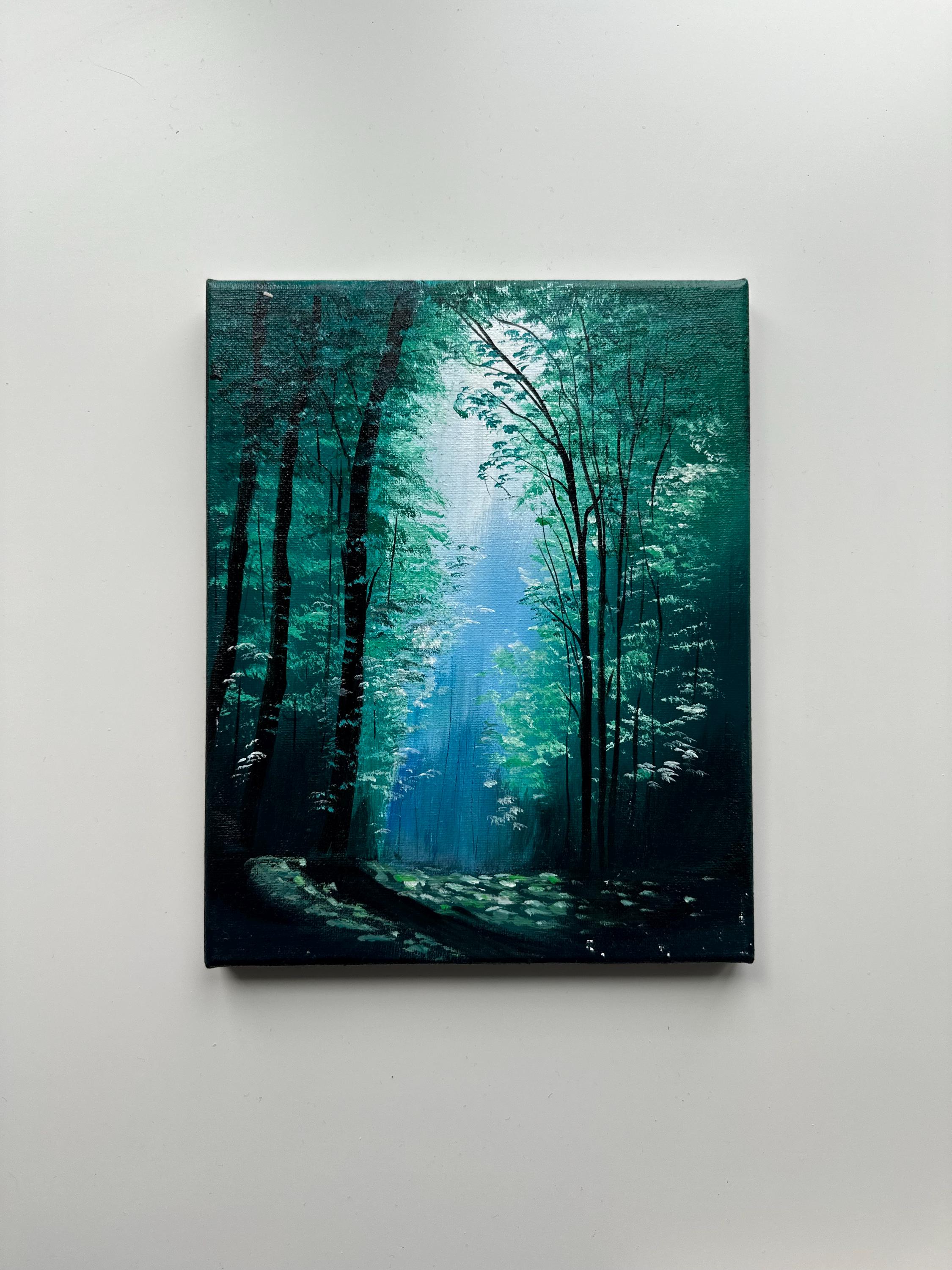 魅惑の緑の森 – 8x10 オリジナルアクリル風景画 - Etsy 日本