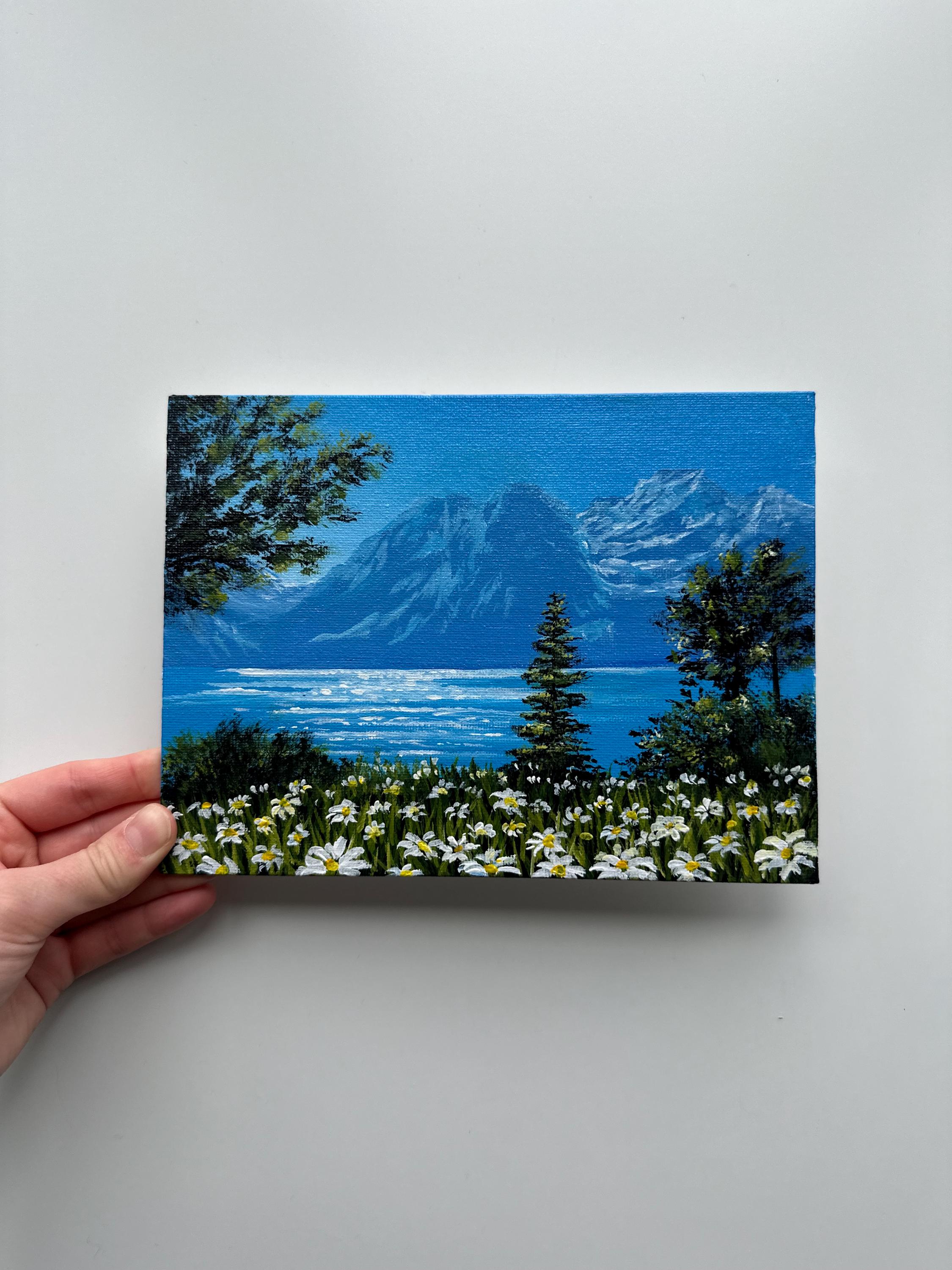 Original Mountain Landscape Painting - 6”x8” Acrylic on Canvas