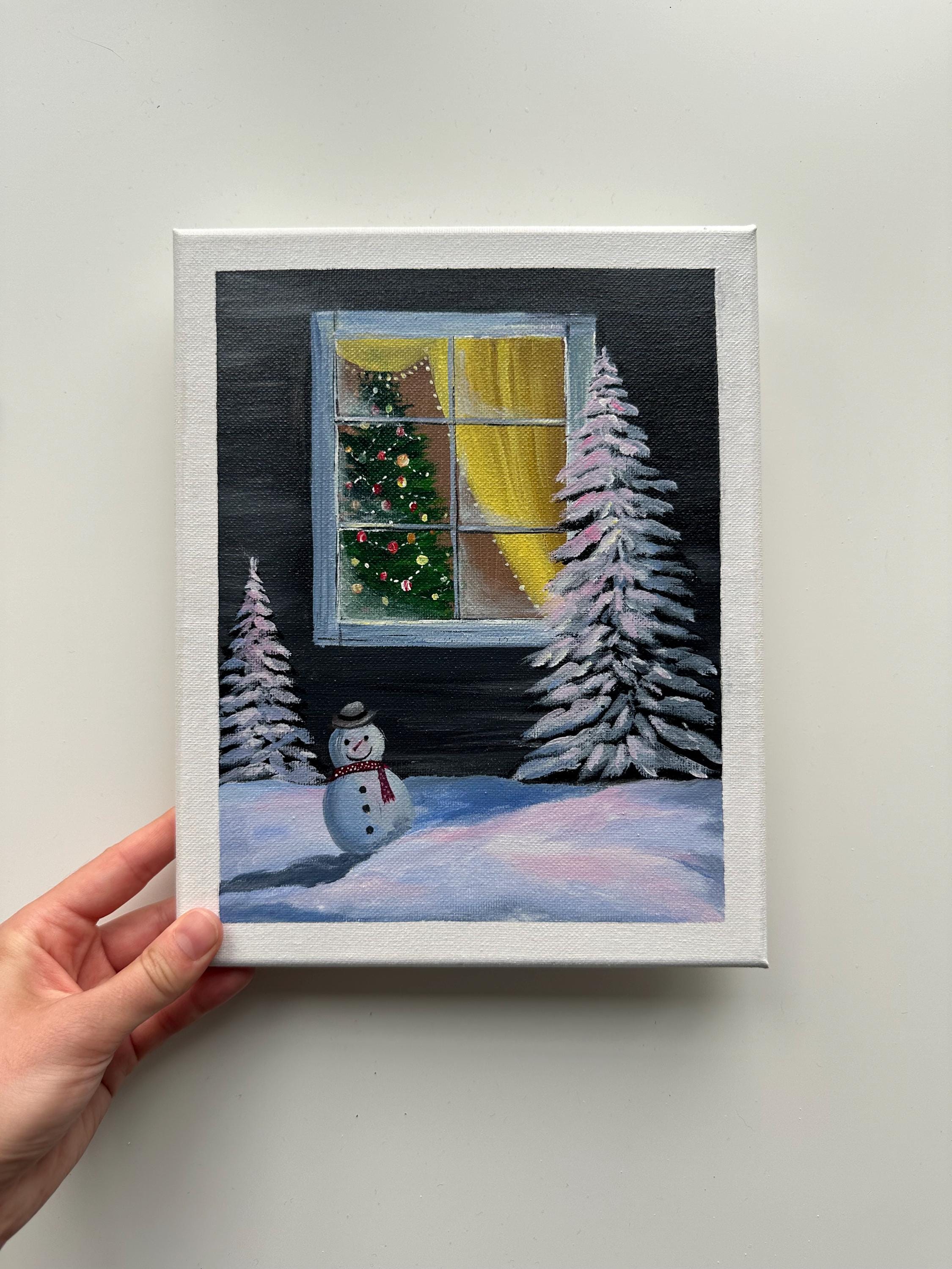Holiday Glow – 8x10 Original Acrylic Christmas Window Painting - Etsy