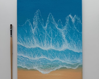 Encaje marino / Pintura original de olas del océano 9x12