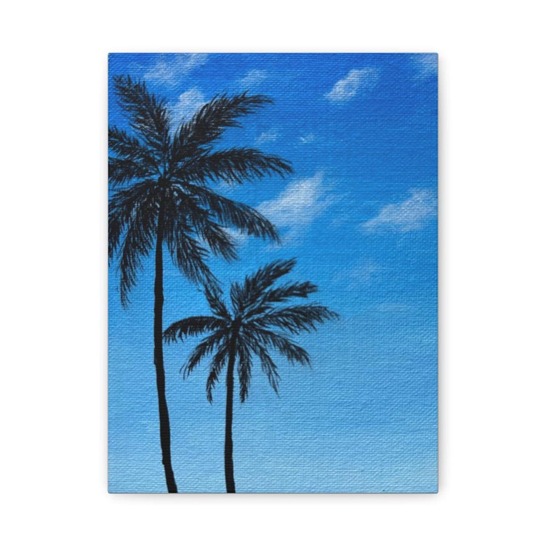 Palm Trees Under Clear Blue Sky Art Print on 8x10, 9x12, 11x14 Canvas ...