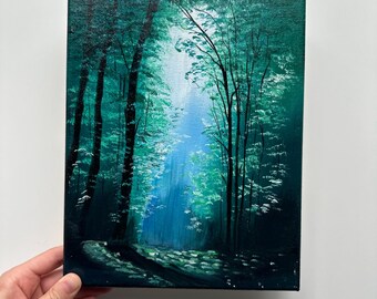 魅惑の緑の森 – 8x10 オリジナルアクリル風景画 - Etsy 日本