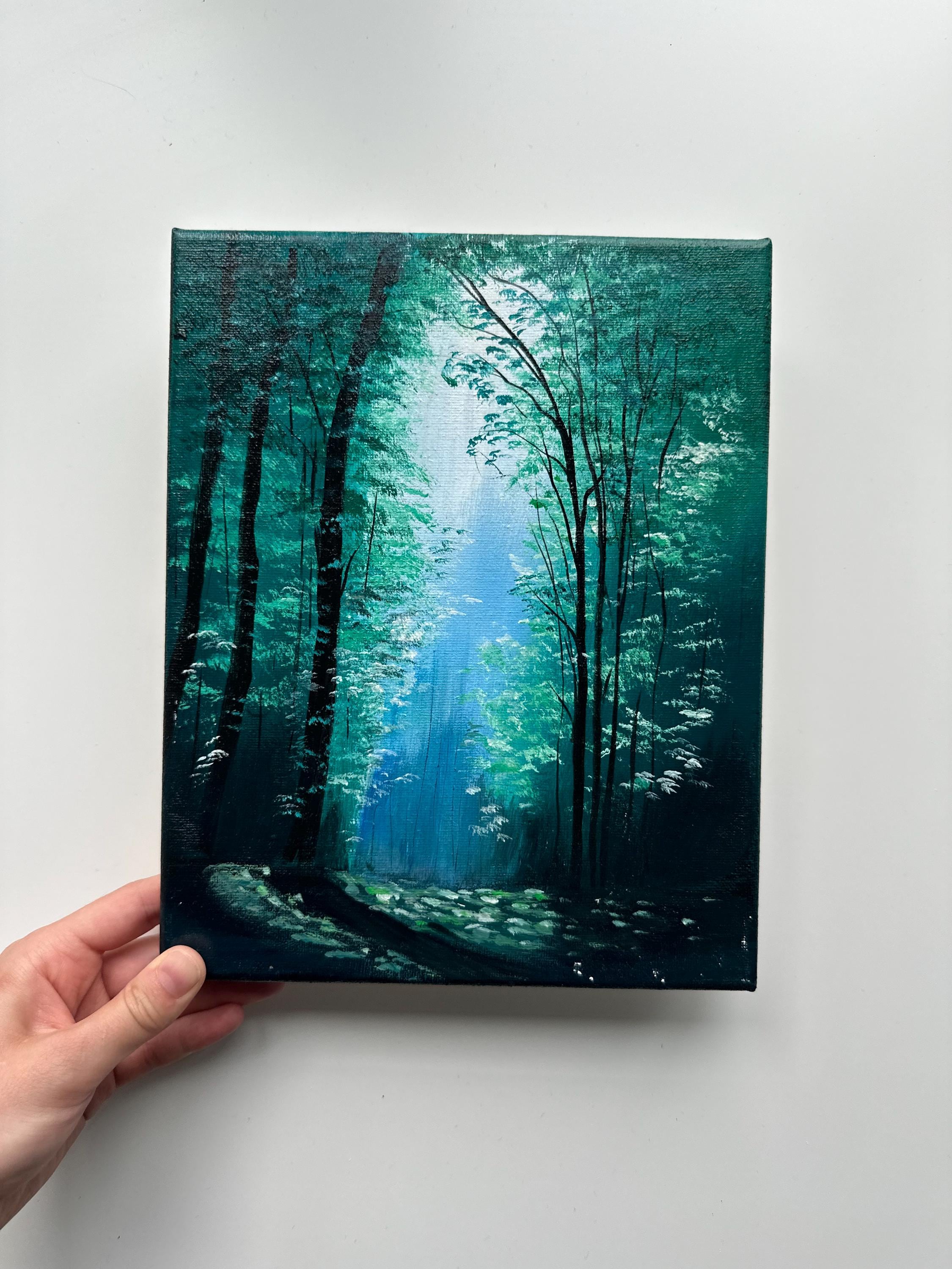 魅惑の緑の森 – 8x10 オリジナルアクリル風景画 - Etsy 日本