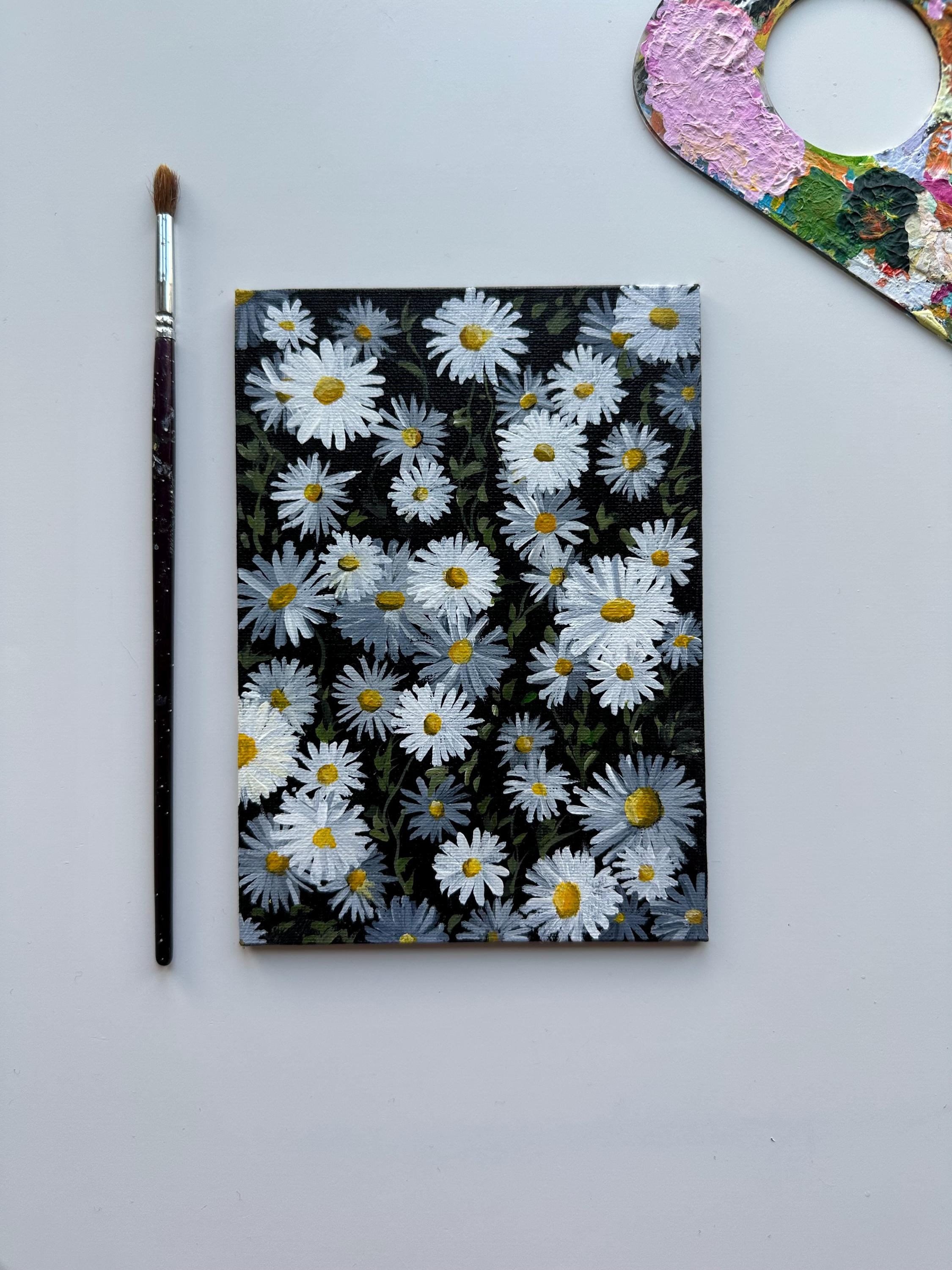 Field of Daisies - 5x7” Original Hand-painted Floral Artwork on