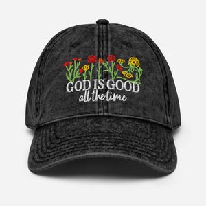 Kerstcadeau Borduurwerk God is Good Wildflower Plantkunde Vintage Twill Cap Bloemen boho hoed Hoodie Christelijk Sweatshirt Moslim hoed Kerk