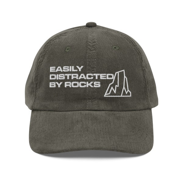 Easily Distracted By Rocks Hat Embroidery Vintage corduroy cap Geology Hat Gifts Geologist Student Geology Student Gifts CHRISTMAS gift for