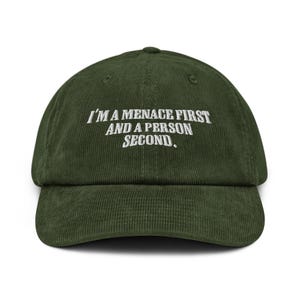 Menace eerste persoon tweede geborduurde corduroy hoed kerstcadeau feministische tweede trui hater hoodie losgeslagen shirt grappige meme hoed cadeau