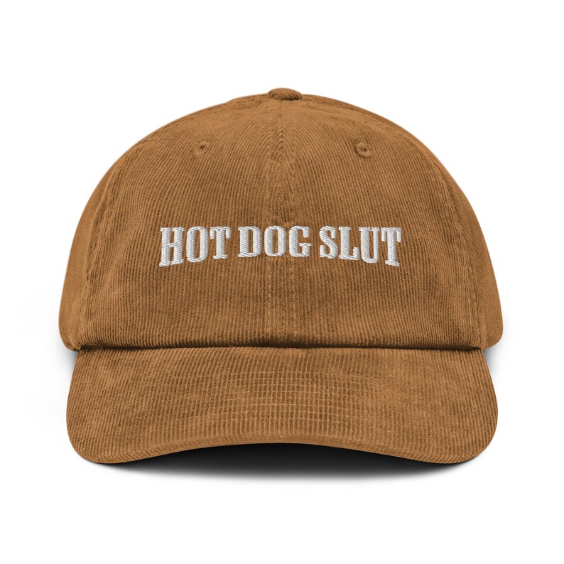 Hot Dog Slut Embroidery Corduroy Hat Captain Bee Foodie Sausage Funny