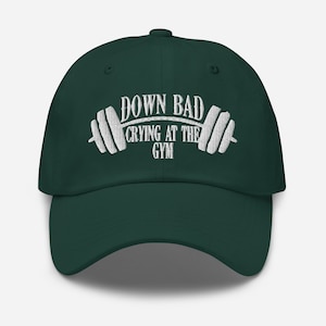 Down Bad Crying at the Gym geborduurde unisex hoed ronde hals trui grappige gym hoed top trui gemartelde dichter cadeau voor haar vriendin sportschool rat