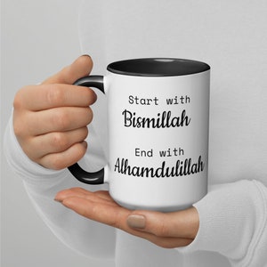 Tasse mit Farbe innenBismillah geschrieben Geschenk Koran Buch Islamisches Geschenk Set Muslimische Hochzeitsgeschenke für Ihn Eid Art Ramadan Mubarak Nikha Becher