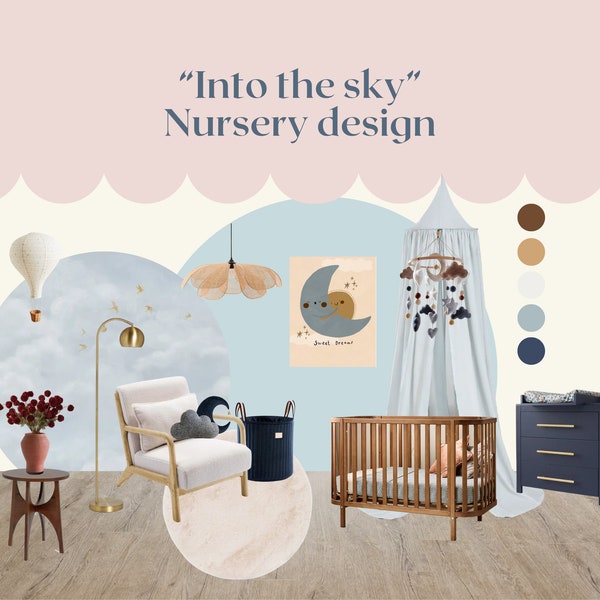 Nursery design | Into the sky | Moodboard | Shopping product list | Interior design