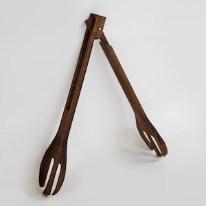 Handmade Black Walnut Spring Salad Tongs