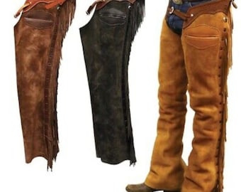 Native Western Cowboy Style Leather Chap Fringes Suede Leather Pant Suede Leather Chap Riding Leather Chaps