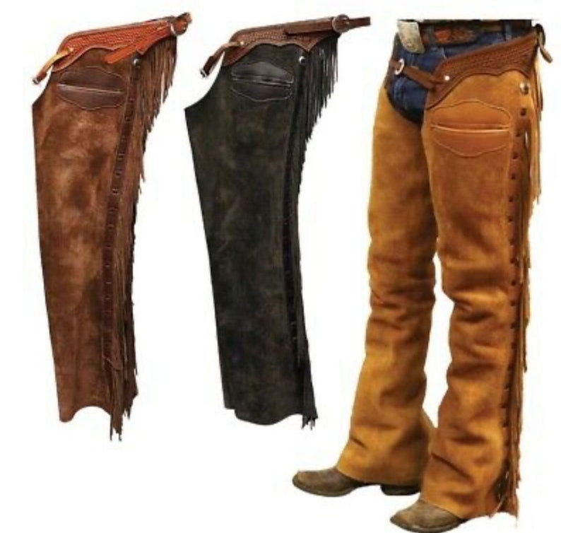 Native Western Cowboy Style Leather Chap Fringes Suede Leather Pant Suede Leather Chap Riding Leather Chaps