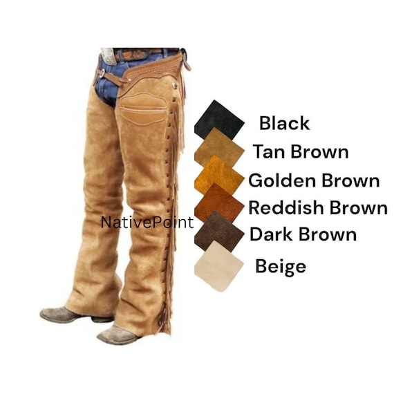 Handmade Native Western Cowboy Style Leather Chap Fringes Suede Leather  Pant Suede Leather Chap Riding Leather Chaps