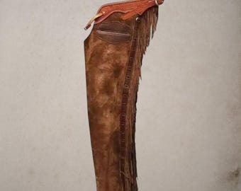 Native Western Cowboy Style Leather Chap, Fringes Suede Leather Pant, Suede Leather Chap, Riding Leather Chaps, Rode Leather Chap