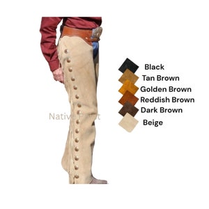 Handmade Native Western Cowboy Style Leather Chap Fringes Suede Leather Pant Suede Leather Chap Riding Leather Chaps