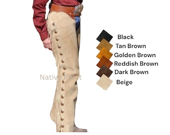 Handmade Native Western Cowboy Style Leather Chap Fringes Suede Leather Pant Suede Leather Chap Riding Leather Chaps