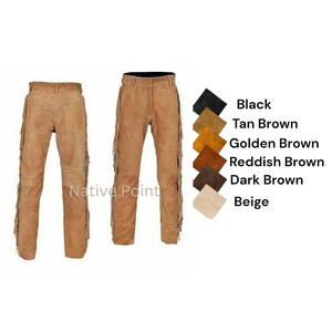 Western Cowboy Style Suede Leather Pant Fringes Western Leather Pant Suede Leather Native Pant Riding Leather Pant