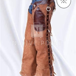Men Native Western Cowboy Style Leather Chap Fringes Suede Leather Pant Suede Leather Chap Riding Leather Chaps