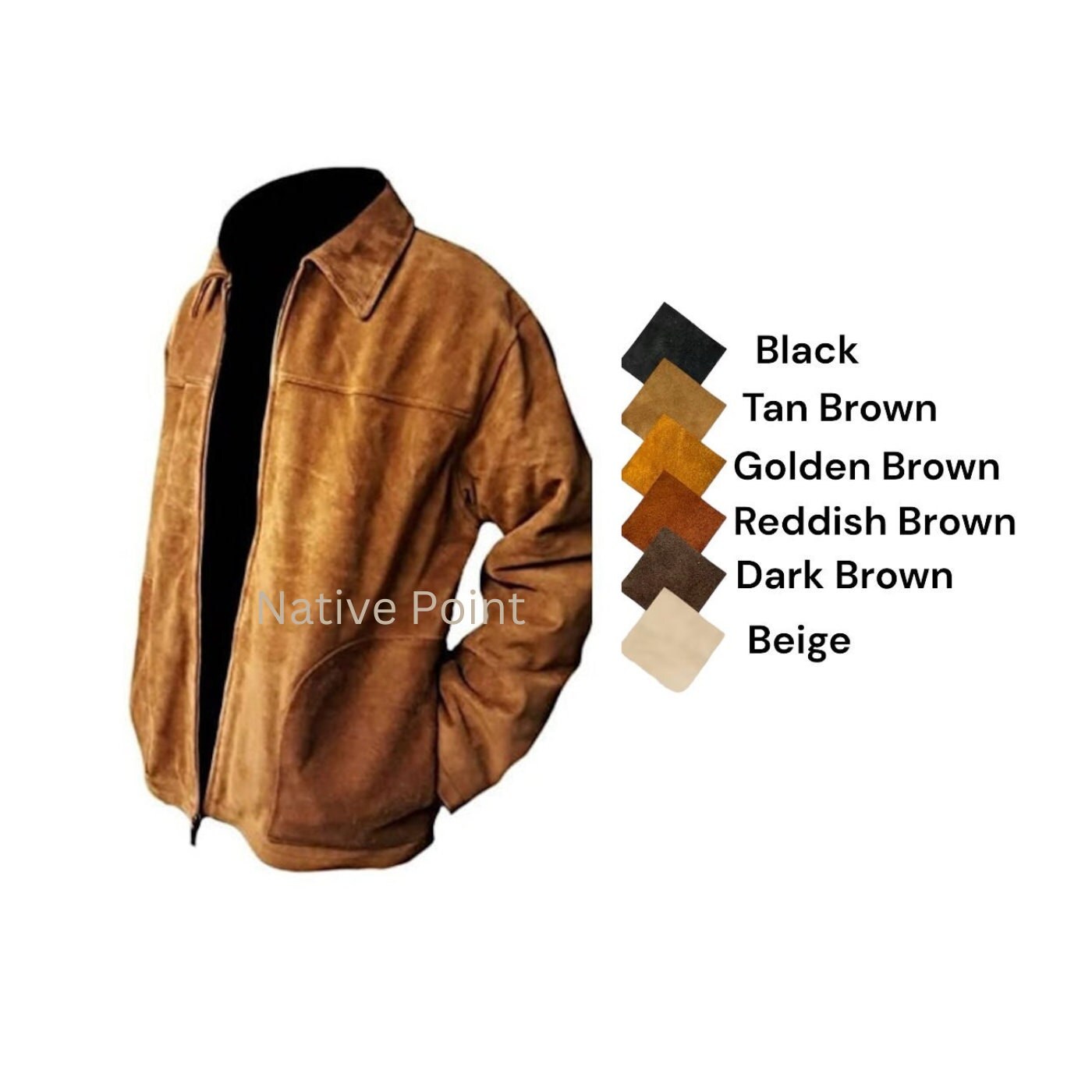 【DEARMINE】Riad Western Suede Jacket Mens TAN Suede Jacket | Suede Leather Jacket With Chinese