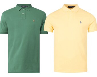 Men's Ralph Lauren Polo Shirt Polo T Shirt with Tags Green Yellow All Sizes S M L XL XXL. Summer sale! slim fit