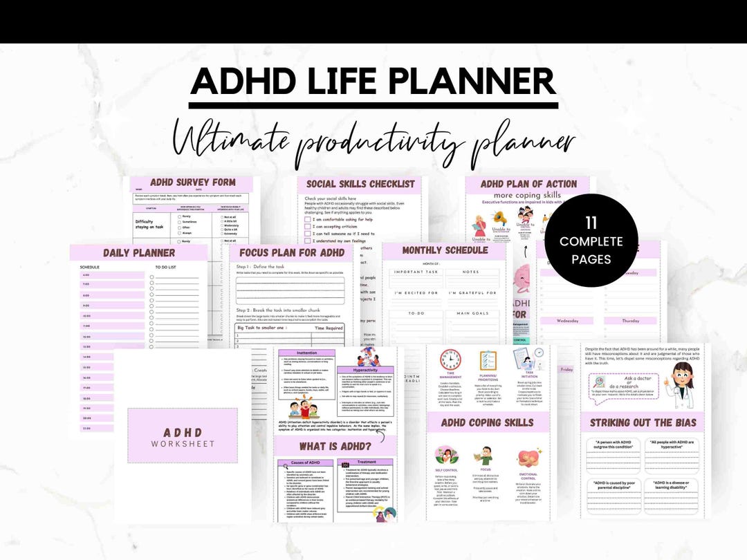 ADHD Late Diagnosis Therapy Worksheets, Adhd Planner Adult, Overcome ...