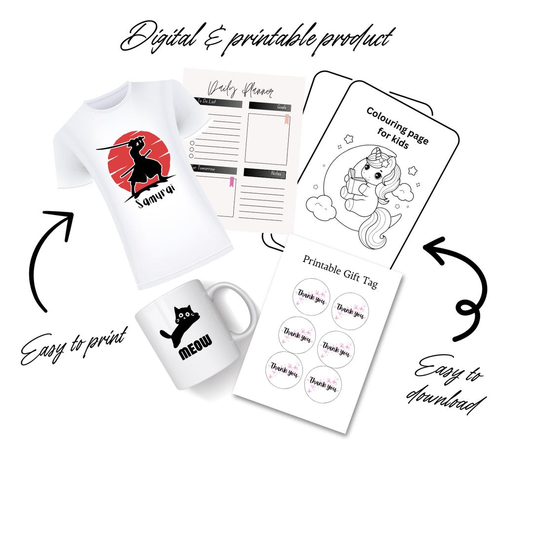 Digital Easy Download Digital Printables Print on Demand Printable Product Print on Tshirt Mug ...