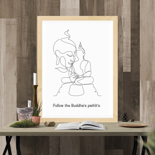 Buddha Line Art Print, Zen Printable Wall Art, DIGITAL DOWNLOAD, Minimalist Print, Meditation Poster, Home décor, Yoga, birthday gift