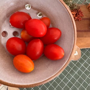 Handmade Ceramic Small Berry Bowl with heart handles, Ceramic Strainer