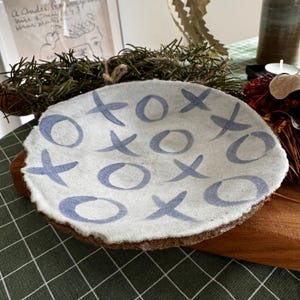 Handmade Rustic Ceramic Plate XO Pattern Ring Dish