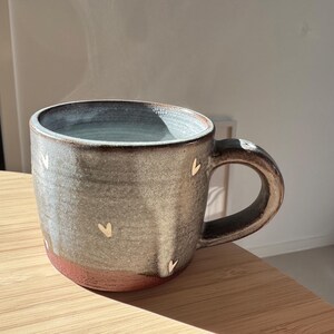 Handmade Ceramic Mug | 150ml Small Coffee Cup | Heart pattern | Perfect for Piccolo, Flat White, Tea or Desserts