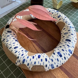 Handmade Ceramic Ring Vase – Modern Japanese Flower Arrangement Ring, Donut Vase