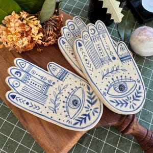 Handmade Ceramic Incense Holder – Hamsa Hand Design