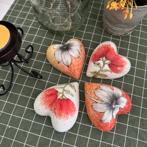 Handmade, Hand-Painted Ceramic Hanging Hearts, Pocelain Wall Art – Floral Decor, Wall Decor, Home Decor