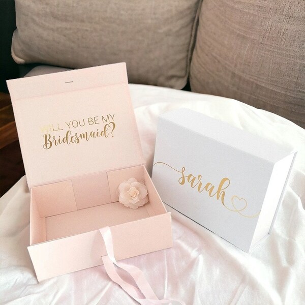 Custom Wedding Bridesmaid Gift Box With Ribbon Hen Party Decorations Will You Be My Bridesmaid/Maid of Honour Bachelor Gift Box