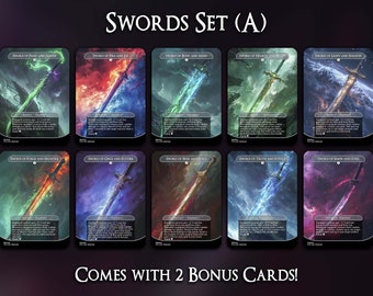 Swords Set (A) - 10 Cards Set - Comes with 2 Bonus Cards - MTG Proxy Cards - Premium Quality