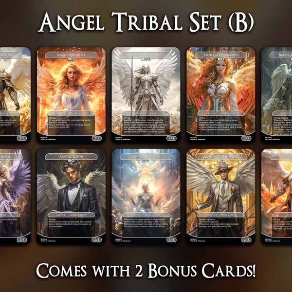 Angel Tribal Set (B) - 10 Cards Set - Comes with 2 Bonus Cards - MTG Proxy Cards - Premium Quality