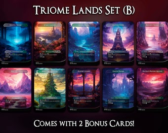 Triome Lands Set (B) - 10 Cards Set - Comes with 2 Bonus Cards - MTG Proxy Cards - Premium Quality