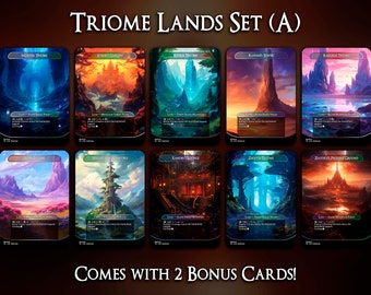 Triome Lands Set (A) - Juego de 10 cartas - Viene con 2 cartas de bonificación - Tarjetas proxy MTG - Calidad premium