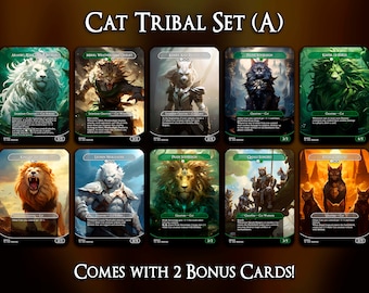 Cat Tribal Set (A) - 10 Cards Set - Comes with 2 Bonus Cards - MTG Proxy Cards - Premium Quality